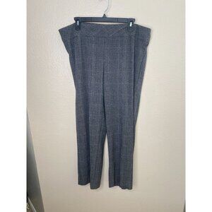 Dressbarn Womens Plaid Gray Dress Pants Size 16W Stretch Flat Front Classic Fit